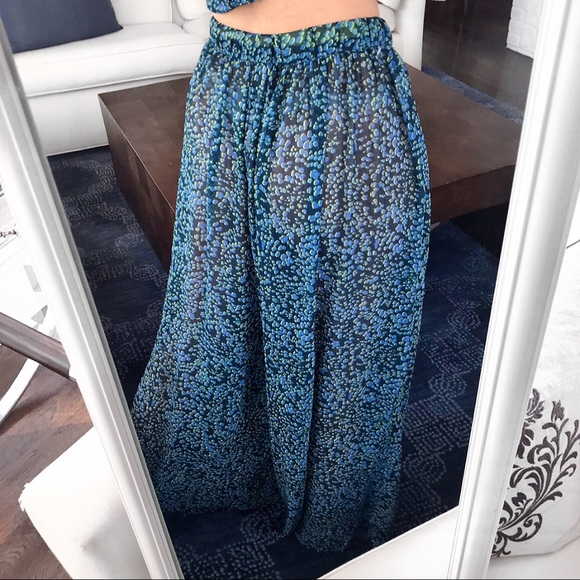 🦋 FREE PEOPLE NAVY NEON GREEN PANTS! - Picture 4 of 11